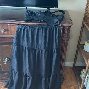 Fashion Nova Black Tiered Maxi Skirt